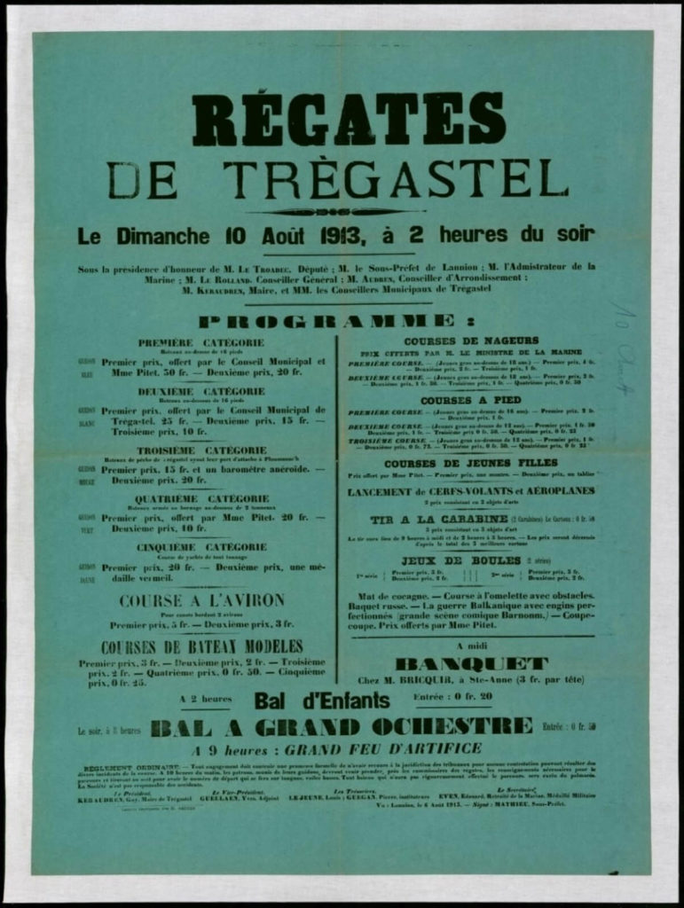 Affiche des régates de Trégastel 1913