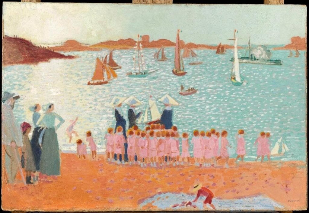 Tableau de l'artiste Maurice Denis intitulé Trégastel, colonnie de vacances 1913